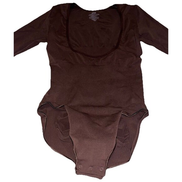 SKIMS (3XL) Seamless Sculpt Long Sleeve Open Bust Brief Bodysuit Cocoa Brown EUC - Picture 5 of 13